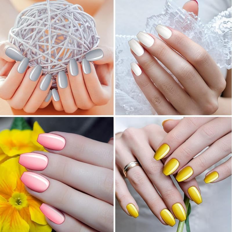 Skiennix Medium Square False Nails - 720 Pieces Ballerina Coffin Press-On Nails in Bright Colors