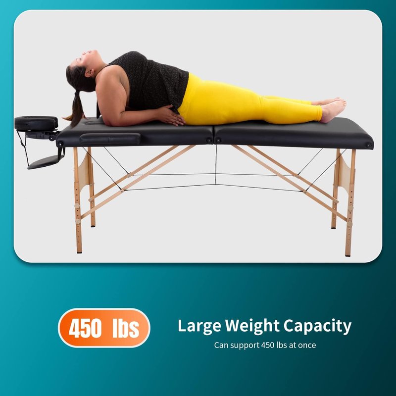 Portable Massage Table - 28 Inch Wide, Height Adjustable, Folding Spa Bed for Facial & Tattoo Care | Includes Non-Woven Bag