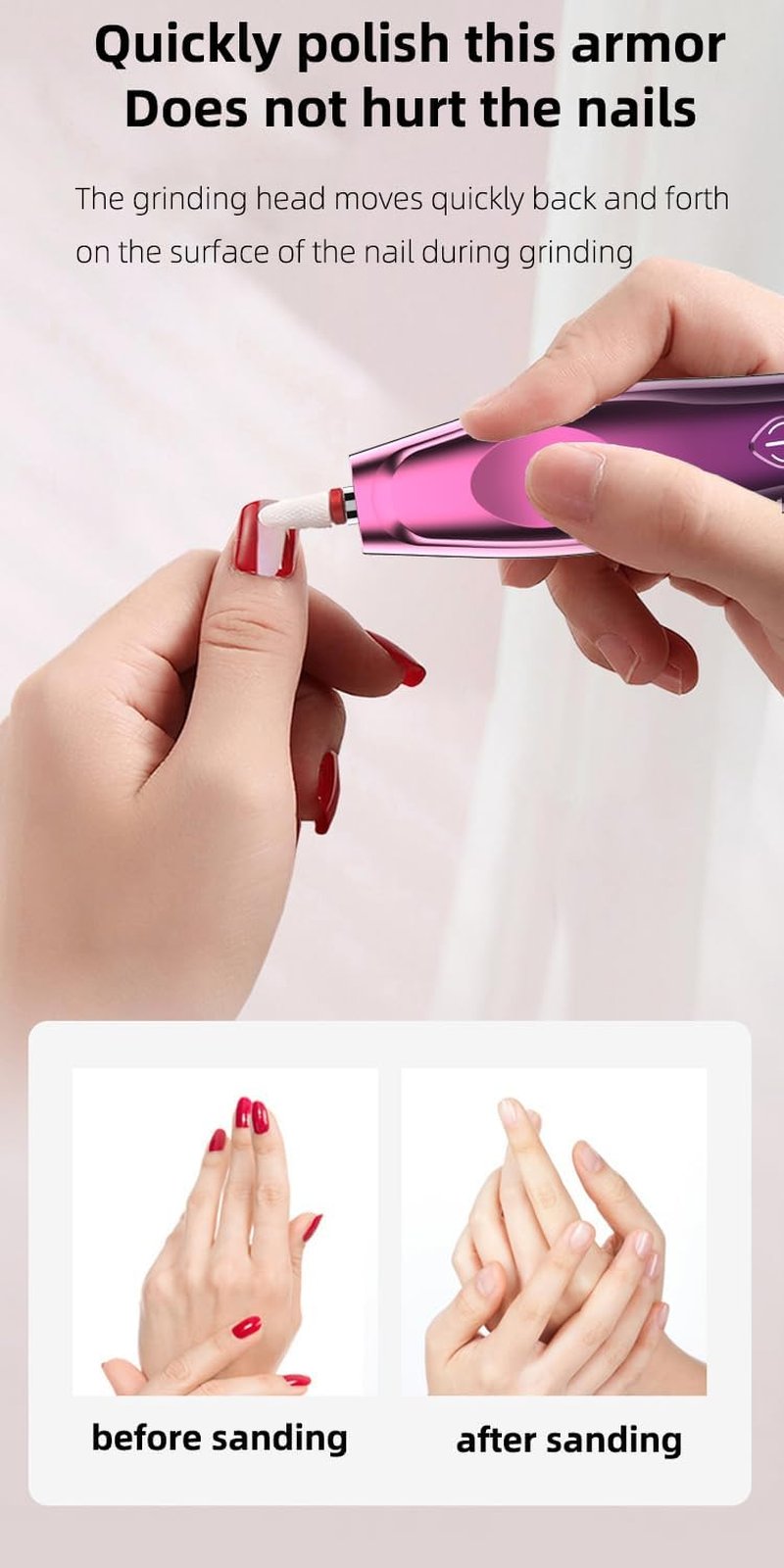 Electric Nail Drill, Electric Nail File Cordless, Electric Nail File Set, 4 Speeds Adjustable Hand Foot Care Manicure Pedicure Drill Tool,Gel Nail File Drill kit for Acrylic Gel Dip Powder Nails