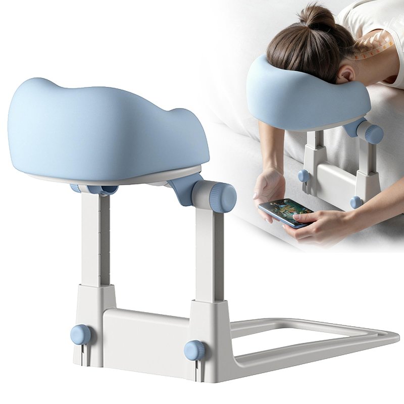 Gererixy Adjustable Massage Headrest for Bed, Portable Face Cradle Pillow with Height and Angle Adjustment, Face Down Cushion for Home Massage-Light Blue