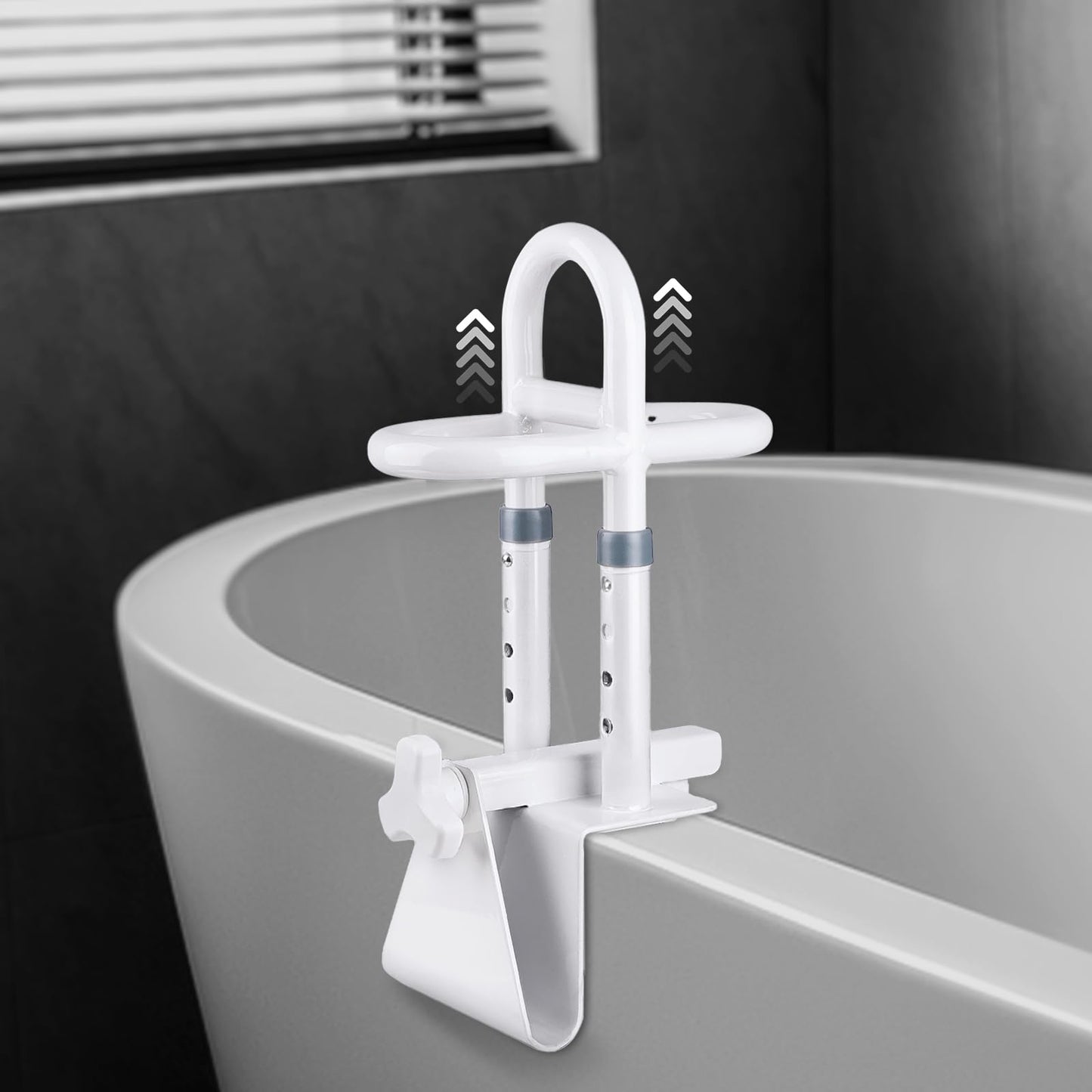 Adjustable Bathtub Safety Rail - Non-Slip Shower Grab Bar Handle, Bathtub Grab bar, Fits 3.15"-6.69" Walls, 300lbs Support, Sturdy Bathtub Safety Rail for Elderly & Disabled