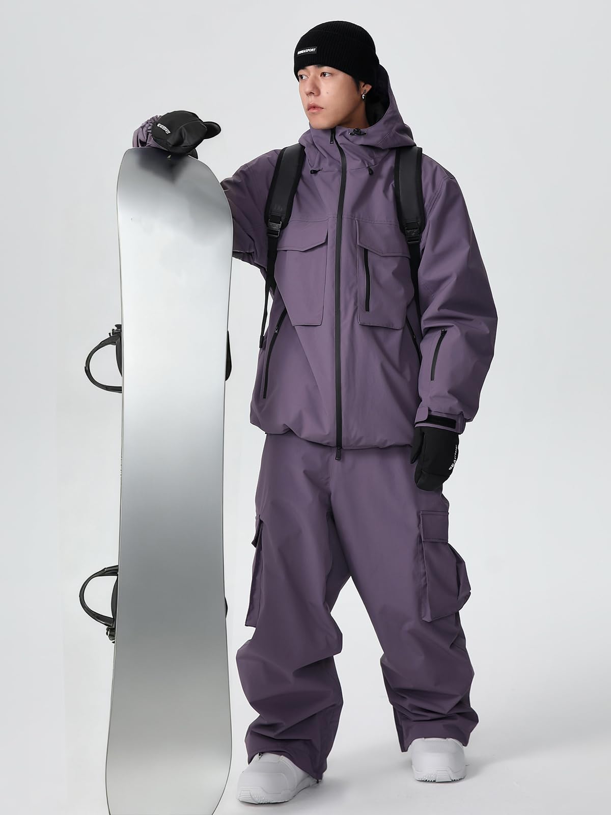 Women's Snow Snowboard Suits Baggy Men's Ski Jacket and Pants Set Insulated Snowsuits Waterproof Winter(Purple,S)