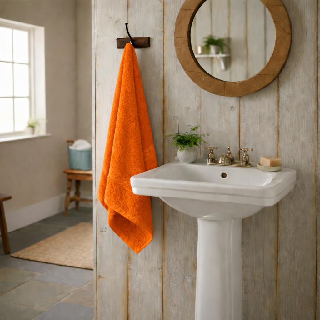 The Holy South 16x27 | 3-Pack | Quick Absorbent & Dry, 100% Cotton | Terry Hand Towels, for Bathroom, Fitness, Gym, Spa, Nail Salon Hand and Face Towels (Orange) 3 Count