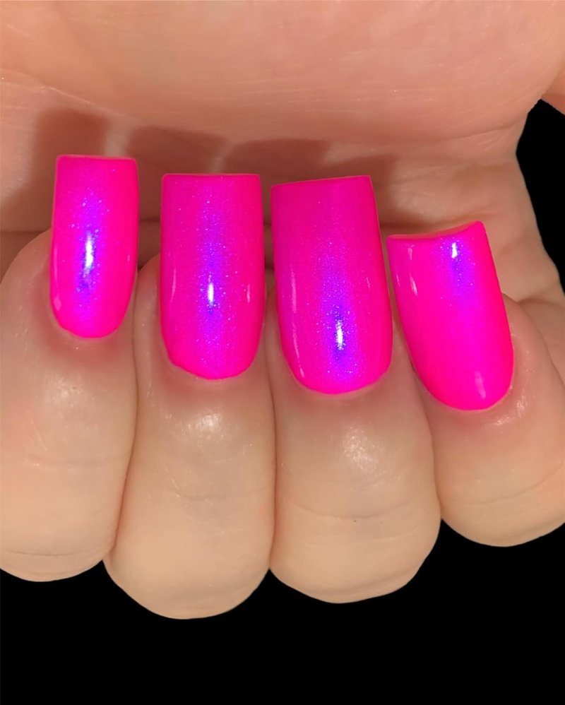 Barbee On The Glow Neon Pink & Blue Mylar Oil Slick Nail Polish | Multi-Color Shifting Effect