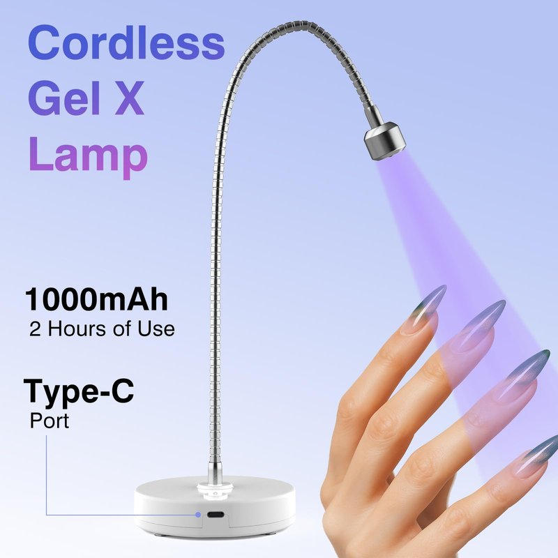 NailFace Flash Cure Lamp for Gel X Nails Cordless Gooseneck UV Lamp Gel X Lamps Portable UV LED Nail Light Rechargeable Nail Dryer for Home & Salon 4.7W