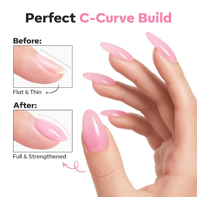 Builder Nail Gel | No Wipe Ultra Gloss Jelly Pink Polish - 15 ML for Strengthening Nail Extensions & Art