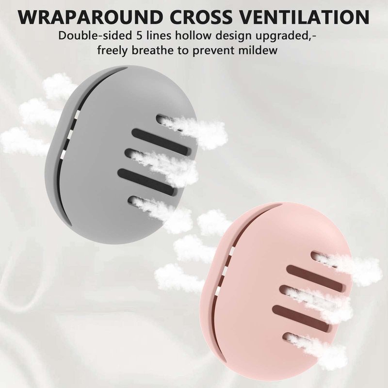Fauxomor 2 Pcs Makeup Sponge Holder,Double-Sided Breathable Silicone Beauty Make Up Blender Case for Travel or Daily,Shatterproof Make-up Travel Case Quick Drying Easy to Carry,Grey+Pink