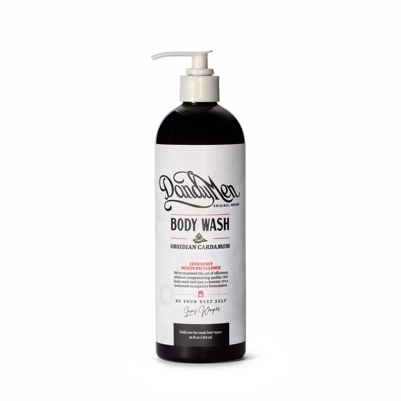 DandyMen Men's Body Wash - Obsidian Cardamom - Deep Cleansing Shower Gel with Vitamin B5 - Hydrating Daily Wash, 16 oz, 1-Pack