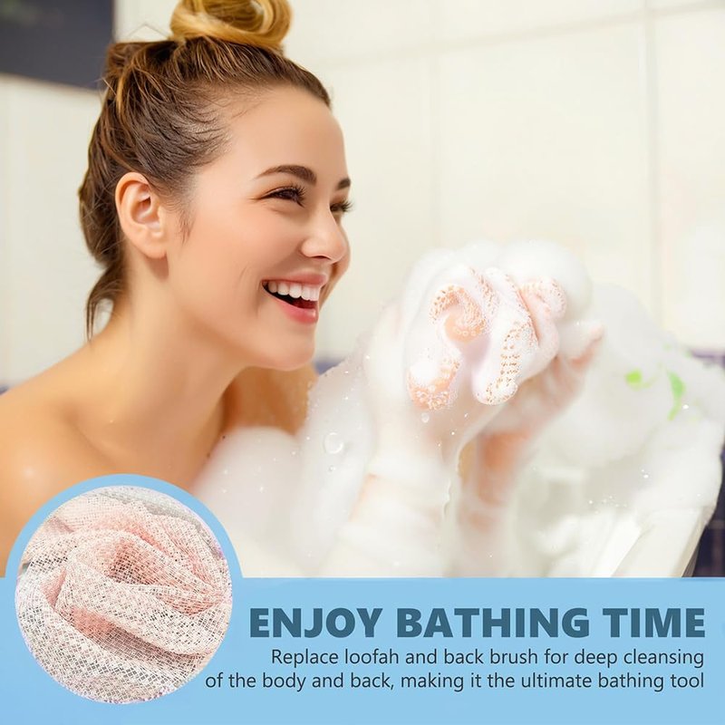 3 Pack Exfoliating Shower Towel, Long Exfoliating Washcloth Towels, Exfoliator Shower Towel Back Body Scrubber Scrub Cloth for Men & Women (Black,Pink,Blue)