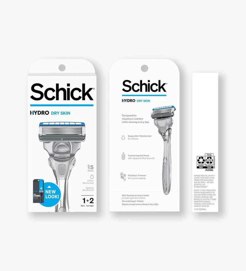 Schick Hydro 5-Blade Razor Kit - Men's Dry Skin Razor Handle with 2 Refill Blades, 1 Count