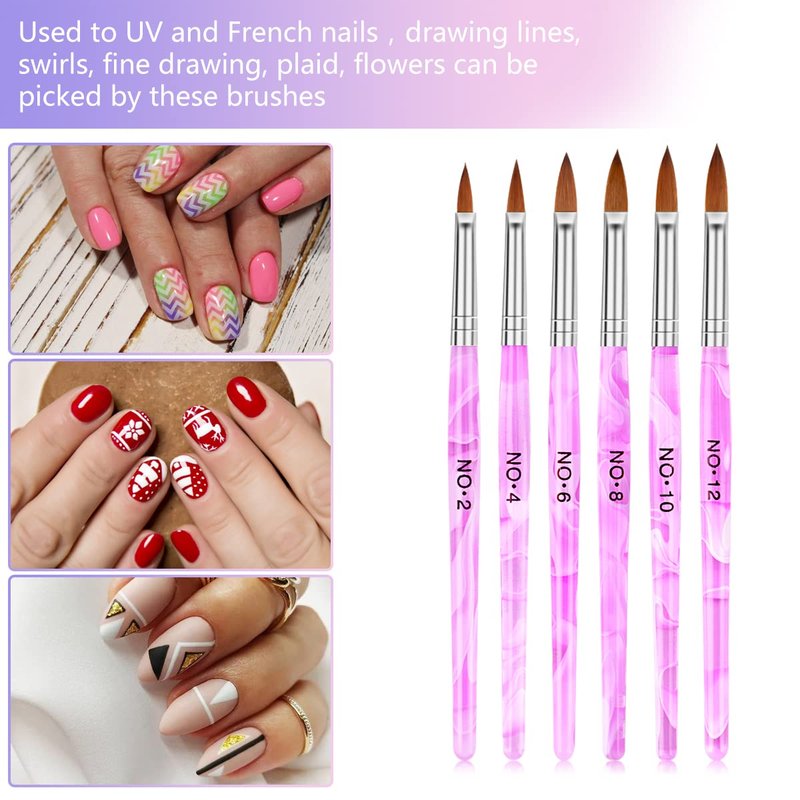 Acrylic Nail Brush Dappen Dish Set - 6PCS Nail Art Pens & 4PCS Crystal Dappen Dishes | Manicure Bowl for Acrylic Liquid