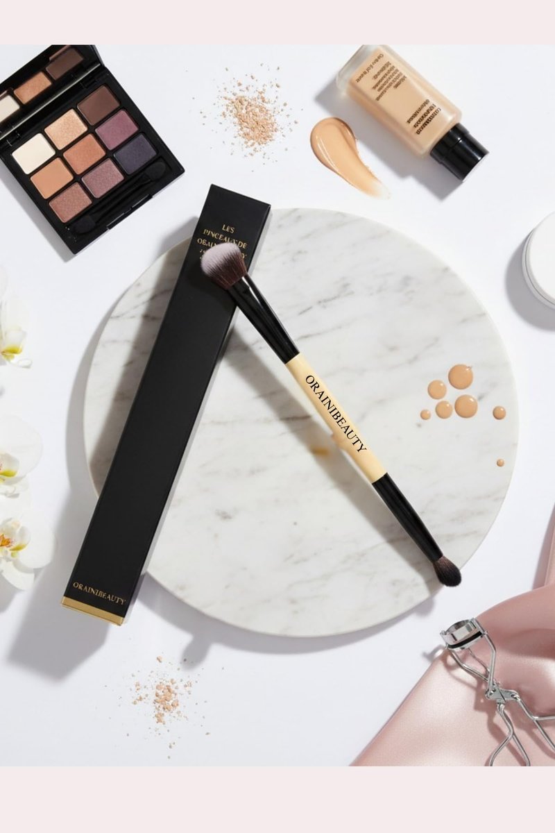 ORAINIBEAUTY Dual-Ended Concealer Brush - 2-in-1 Under Eye Blending & Eyeshadow Tool - Angled Buffing End for Seamless Contour & Tapered Precision Tip for Hard-to-Reach Areas - Vegan & Cruelty-Free