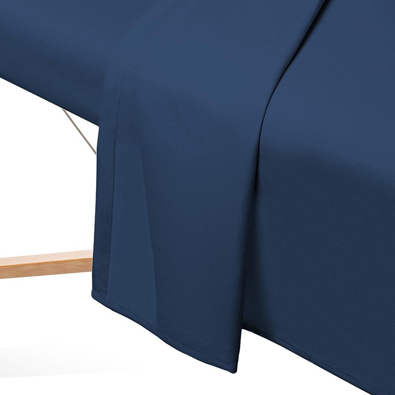 Saloniture 3-Piece Microfiber Massage Table Sheet Set - Premium Facial Bed Cover - Includes Flat and Fitted Sheets with Face Cradle Cover - Navy Blue