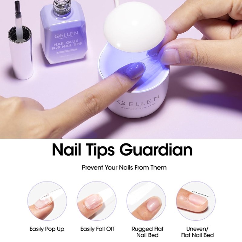 Gellen 18ML Nail Glue Gel - 4 in 1 Soak Off LED UV Adhesive for False & Acrylic Nails | Long-Lasting 28+ Days
