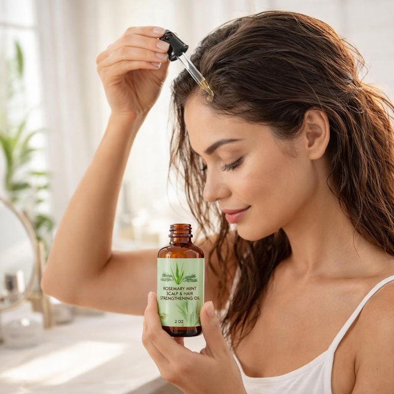 Rosemary Mint Scented Hair and Scalp Oil, 2 oz Lightweight Styling Oil for Daily Hair Care, Smooth Texture Leave-In Oil for All Hair Types