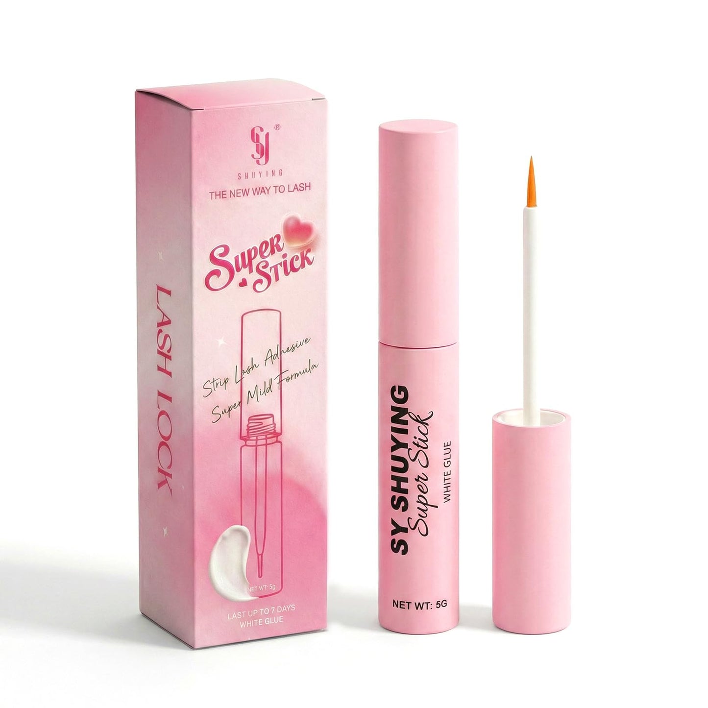 SY-SHUYING Super Strong 7-Day Extended Wear Strip Lash Adhesive, Waterproof, Quick Drying Lash Glue, Latex-Free, Hypoallergenic, 5g/0.18 oz. (Clear, 1 Pack)