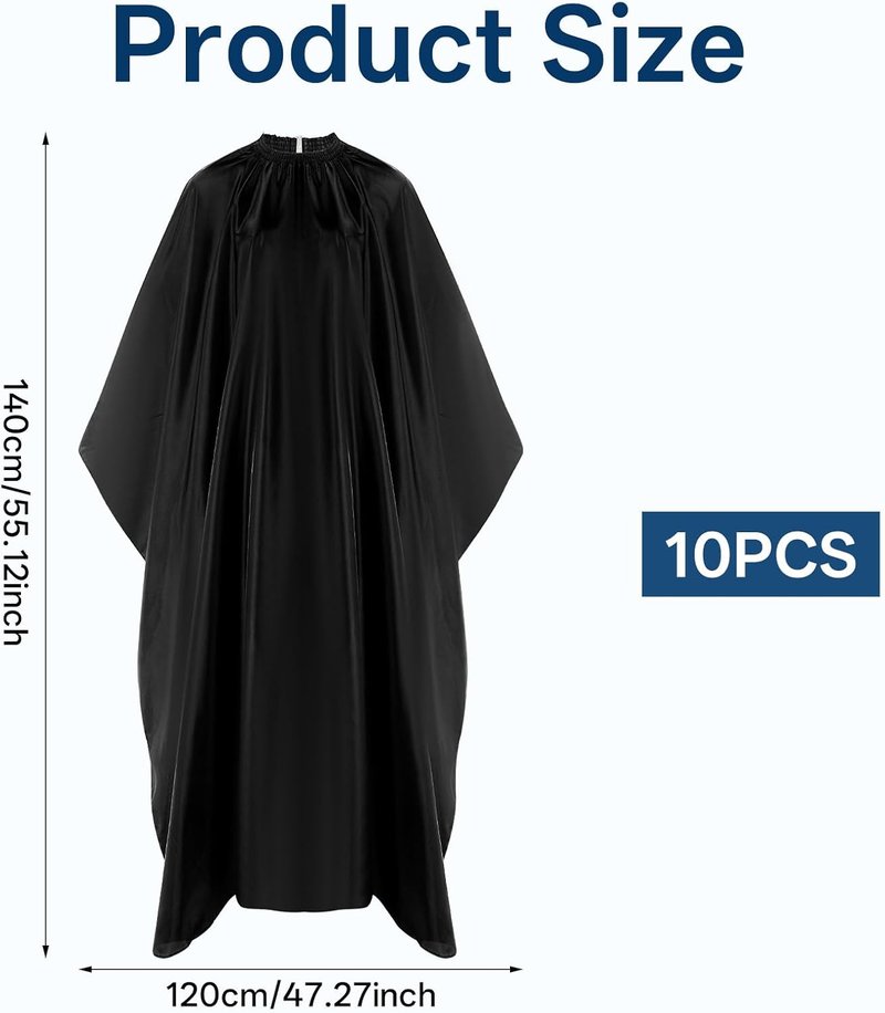 Professional Hair Cutting Capes - 10 Pcs Adjustable Waterproof Barber Capes for Adults | Black