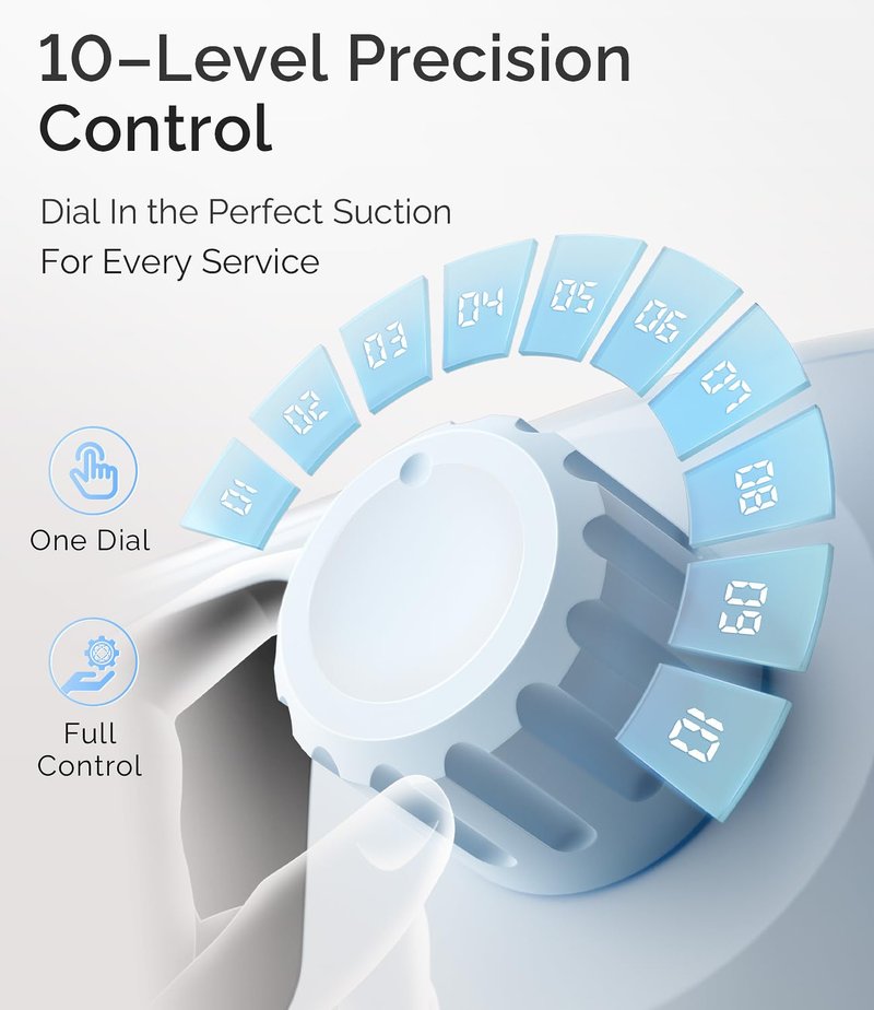 Rechargeable Nail Dust Collector - Professional Compact Design with Strong Suction, 10-Speed Turbo Fan & LED Display | Azure Wave