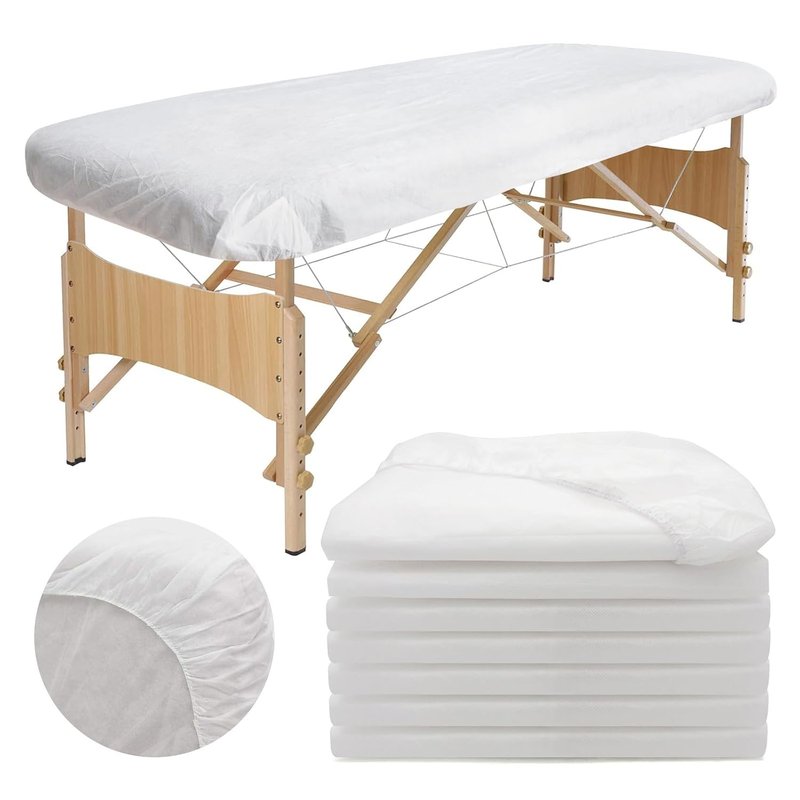 Disposable Fitted Massage Table Sheets - 50PC Elastic Spa Bed Covers | Breathable 36 x 85 Inch