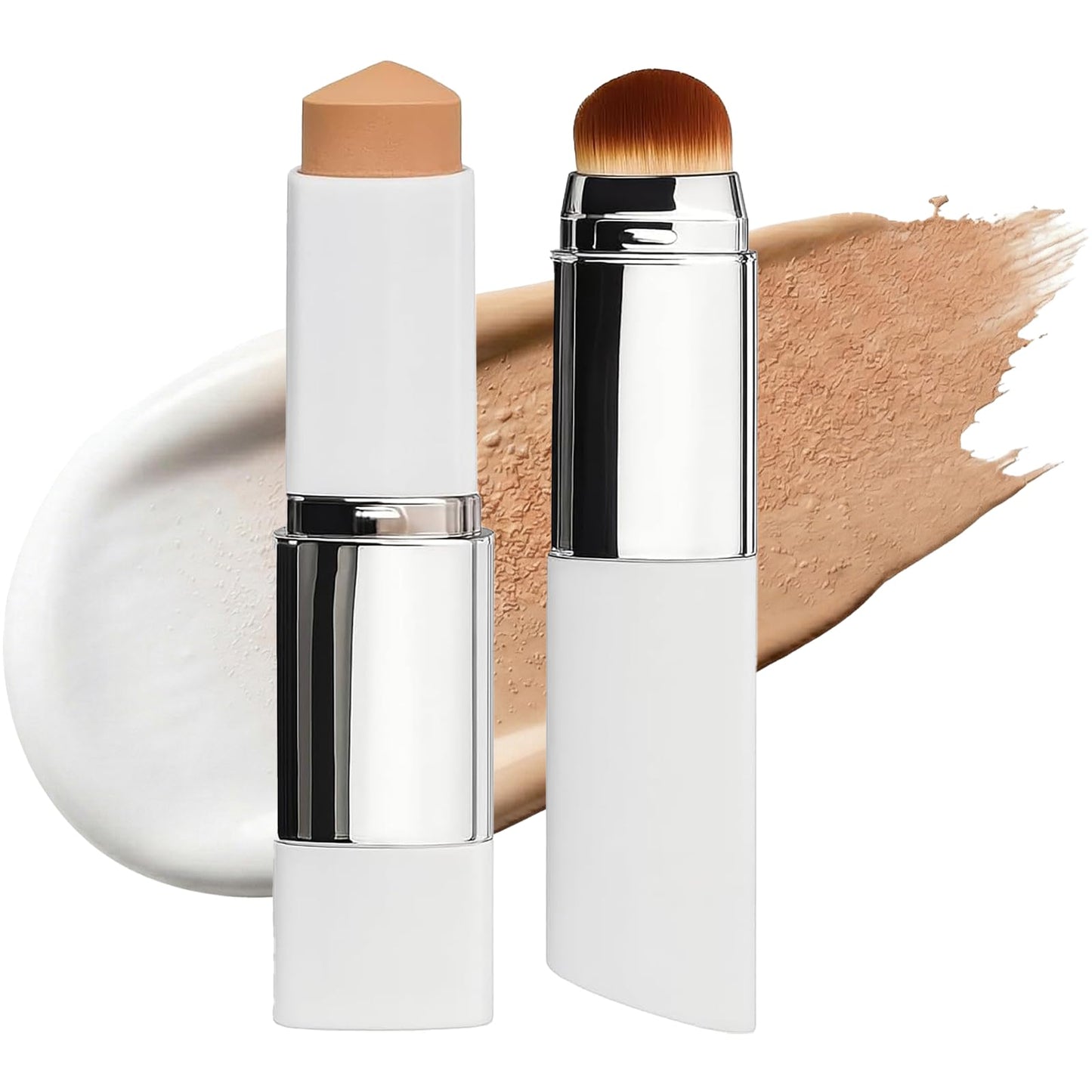 YTDJ Color Changing Foundation Stick with Built-In Brush, Hydrating Balm to Cream Face Makeup, Color-Adapting Dewy Foundation for Natural Everyday Look & Mature Skin (202 Natural)