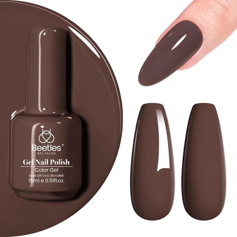 Beetles Brown Gel Nail Polish - 15ml Dark Brown Soak Off Gel for UV/LED Nail Art & Manicure Gifts
