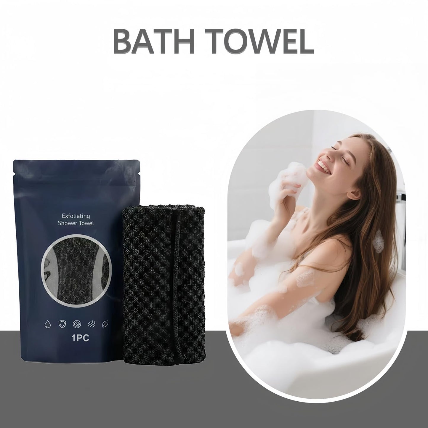 Exfoliating Shower Towel, Upgraded Scrub Wash Cloth for Body and Face, Exfoliating Washcloth for Men and Women