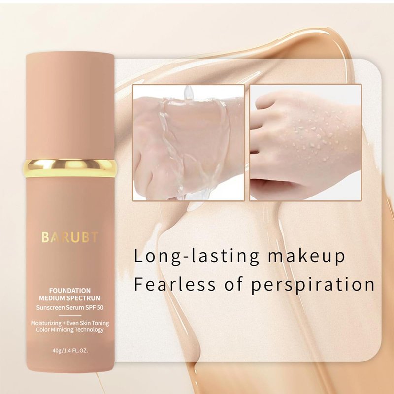 BARUBT 4 in 1 Color Changing Foundation - Medium Spectrum, Evening Skin Tone, Long-Lasting & Waterproof Hydrating Concealer with Medium to Full Coverage, Lightweight Flawless Finish Makeup
