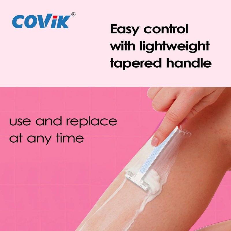COVIK Women's Disposable Razors, 6 Count Shaving Razors for Women, 2 Blade Razor for Women Sensitive Skin Smooth Hair Removal (1 Packages of 6 Razors)
