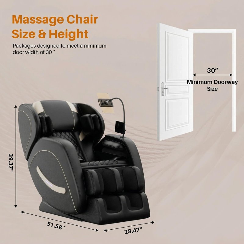 ficsmate Massage Chair Full Body, Zero Gravity Recliner Massage Chair with Back Heat, 6 Fixed Rollers, Foot Massage, Airbags, Bluetooth, Ambient Light for Home and Office
