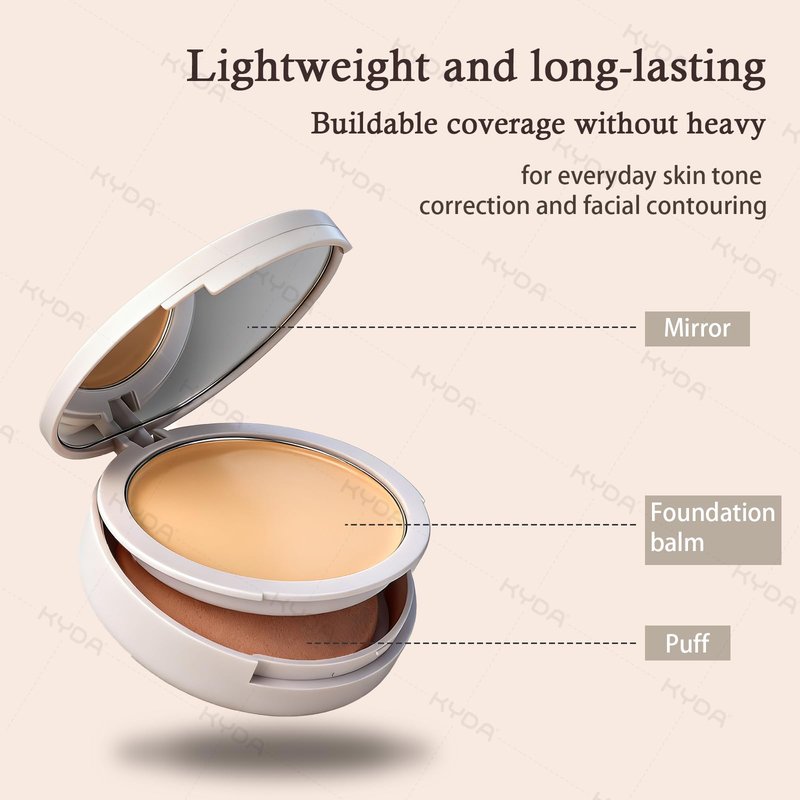 KYDA Tinted Foundation Balm, Concealer Cream Blur Balm Formula, Soft-focus Matte Finish Natural Buildable Coverage, Cream-to-powder Makeup, Weightless Long-lasting Cream Foundation, BBD02