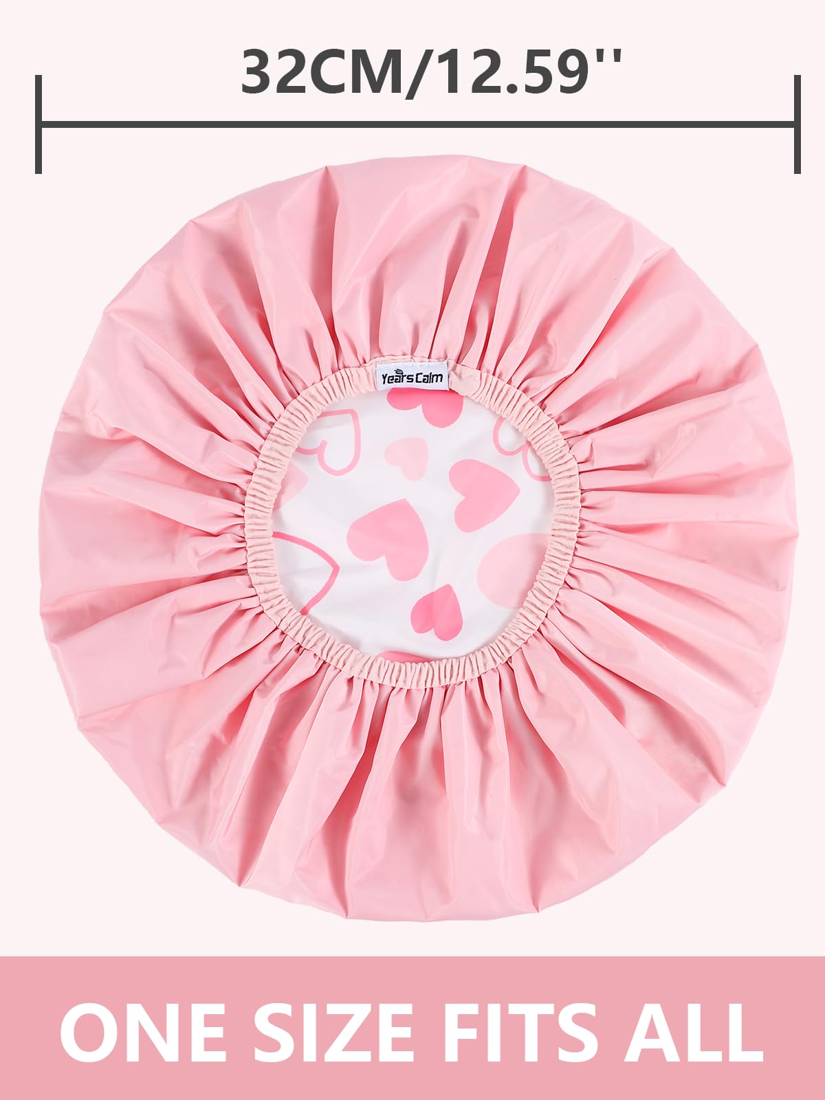 Years calm Shower Caps for Women Reusable Waterproof, Double Layer Waterproof Fabric - Both Sides Usable, Reversible Pattern & Solid Color Design, Soft Elastic Keeps Hair Dry for shower Spa Travel
