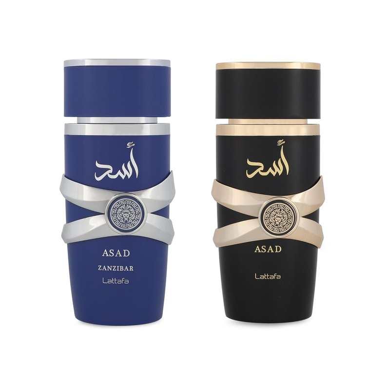 Lattafa Asad Eau de Parfum Gift Set for Men - Spicy, Woody, Amber | 2 x 3.4 oz Sprays