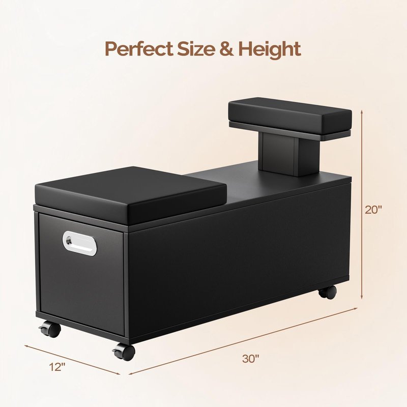 OmySalon Pedicure Cart, Foot Bath Trolley with Storage Drawer & Foot Rest, Pedicure Chair Stool for Esthetician Manicure & Foot Massage, Beauty Spa Salon with Locking Wheels, Black