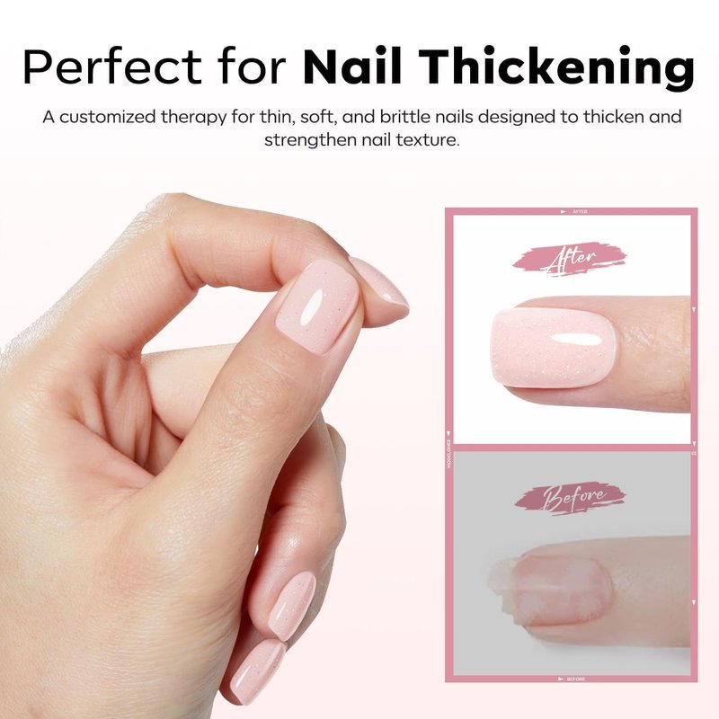 Builder Rubber Gel Base Coat for Nails - Nude Glitter Nail Polish for Strength & Apex Protection | Long-Lasting UV Manicure