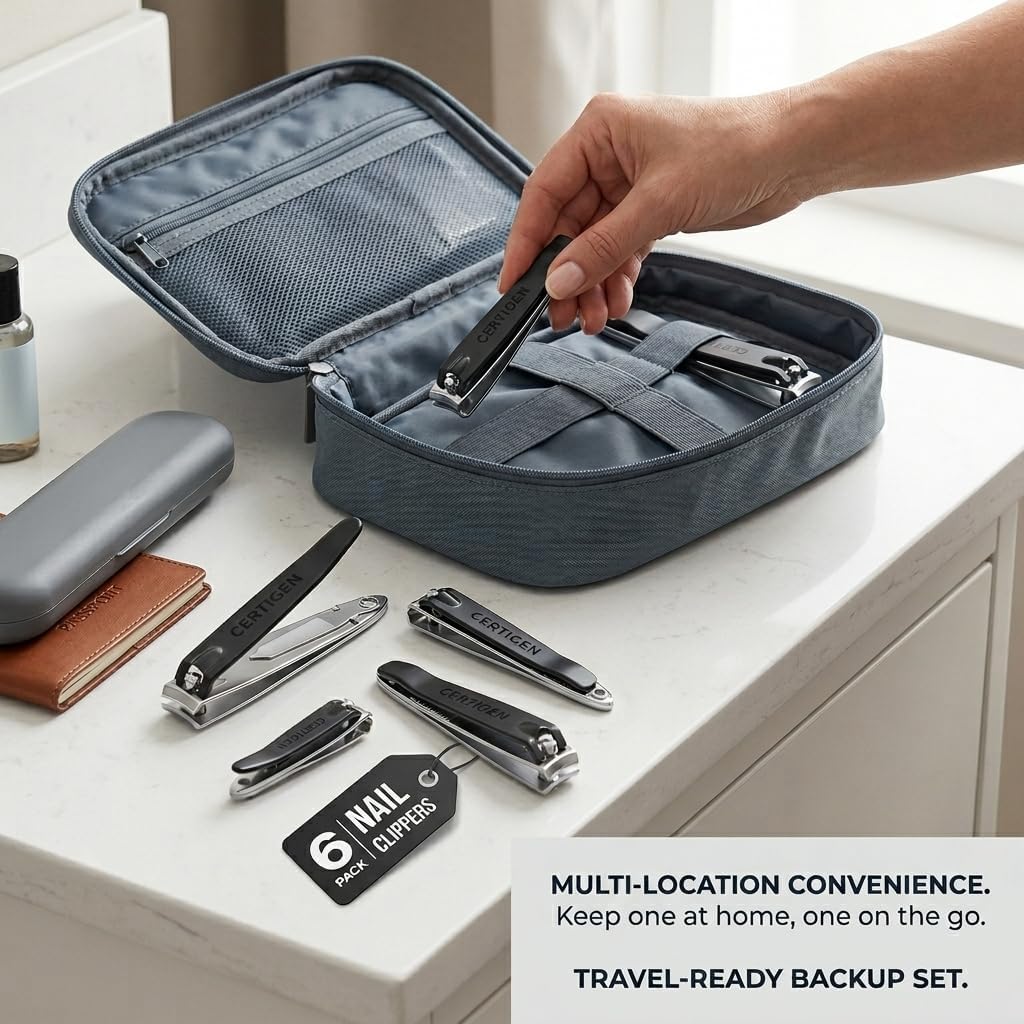 Skiennix Nail Clippers Set - 6-Piece Kit for Men and Women | Toenail & Fingernail Clippers