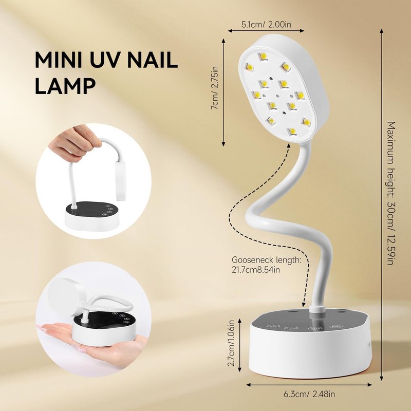 AORAEM UV Nail Lamp - Mini Gooseneck 36W LED Gel Nail Dryer with 4 Timers & Auto Sensor | Quick Dry for Home & Salon Use, White