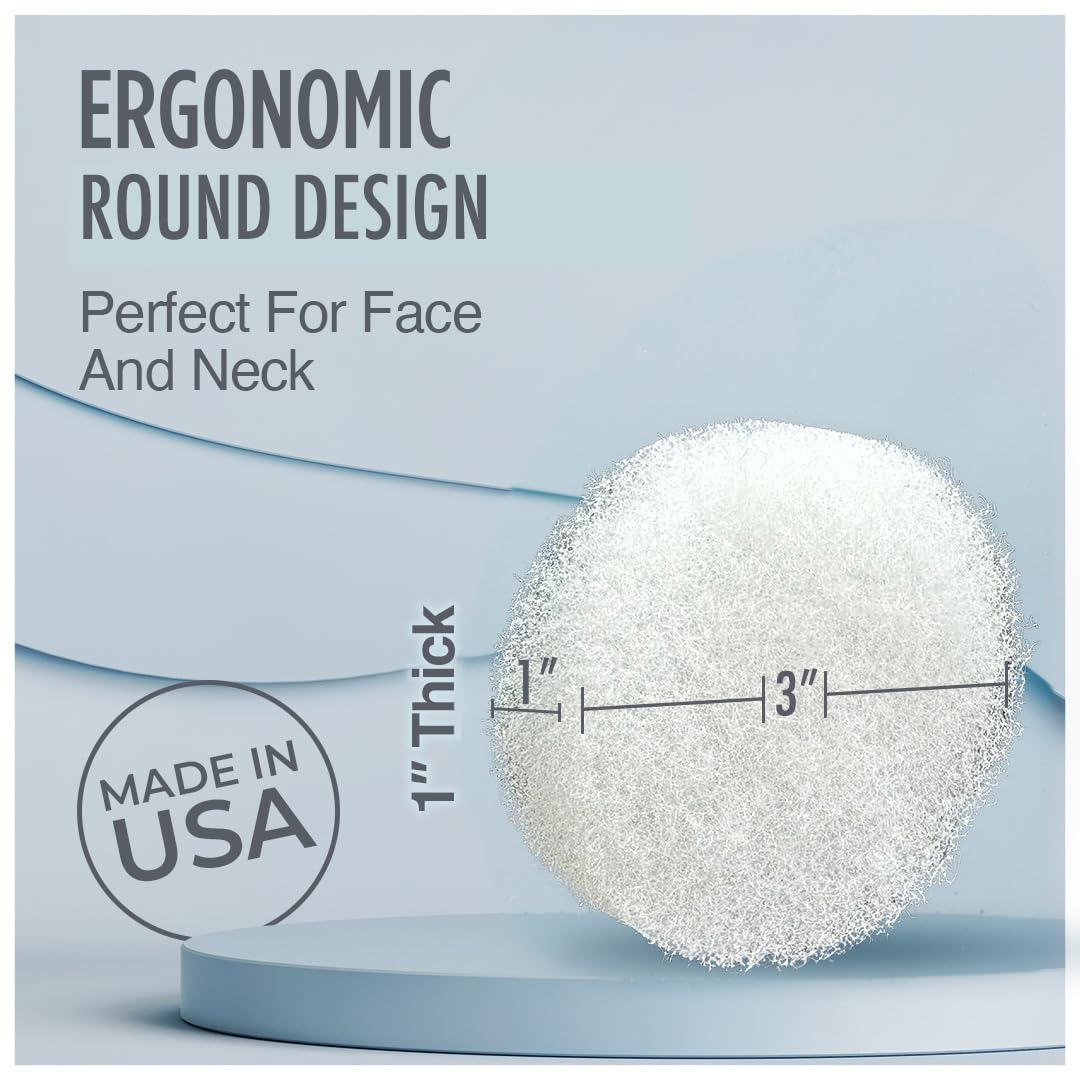 HartFelt Round Face Scrubber for Women | Reusable Facial Sponges for Daily Cleansing | Facial Exfoliating Pads for Removing Dead Skin, Dirt & Makeup | Use with Favorite Cream | Made in USA - 30 Count