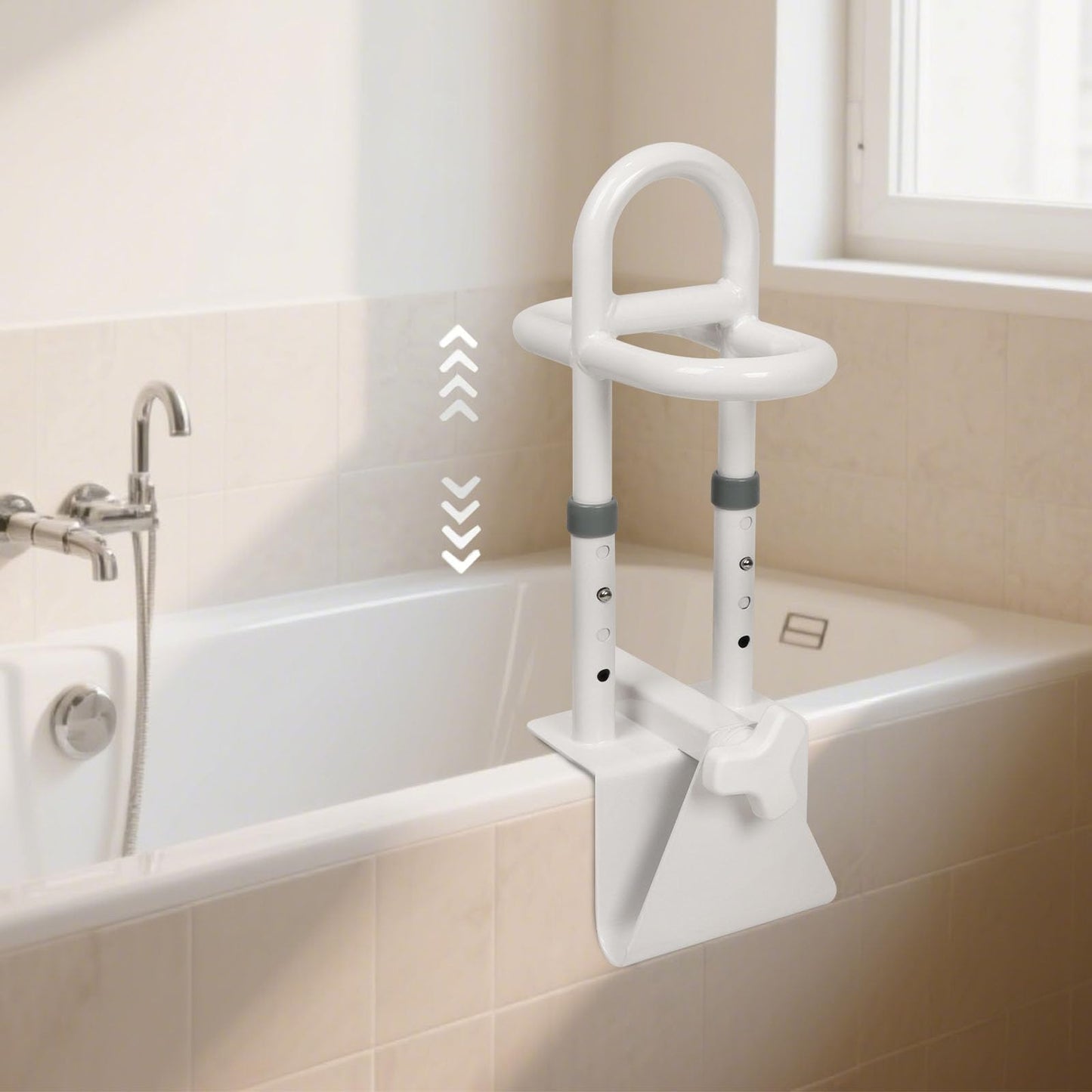 YEEGO DIRECT Bathtub Safety Rail, Height Adjustable Shower Bathtub Grab Bars for Seniors, Innovative Triple Grip Bathtub Handles for Seniors, Waterproof Frame, 300 LBS Weight