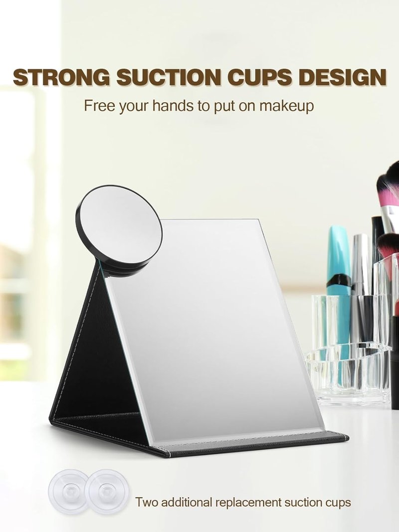40X Magnifying Makeup Mirror - 2 Suction Cups, 3.5 Inch, Black | Includes Slant Tweezers