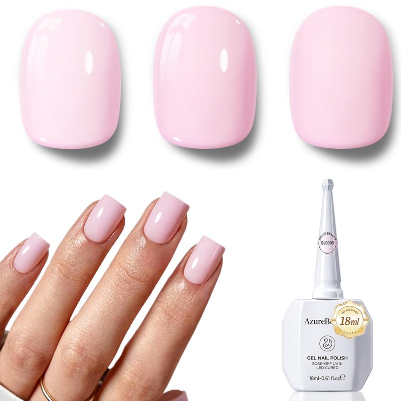 AZUREBEAUTY Gel Nail Polish - Light Pink Cream, High Gloss Opaque 18ML | Soak Off UV/LED for Manicure & Nail Art