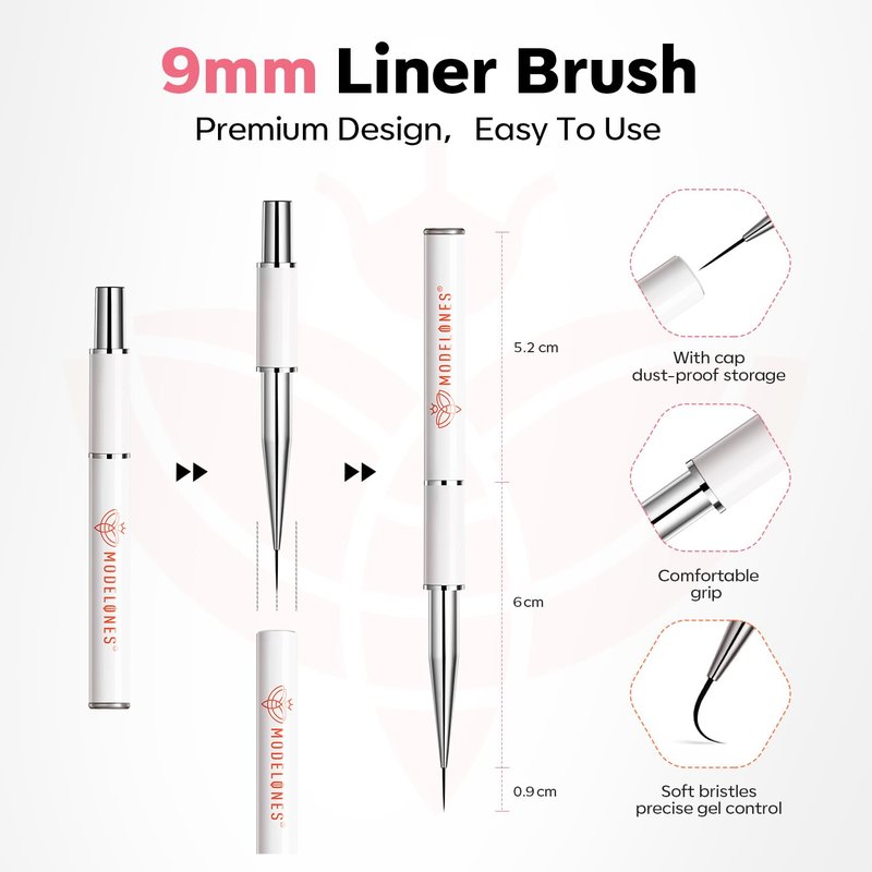 modelones Builder Nail Gel, Clear Builder Nail Polish 7-in-One with Detachable Liner Nail Brush LED Lamp Cured Strengthener Color Rubber Base Coat for Apex Building Extension Thickening 10ml