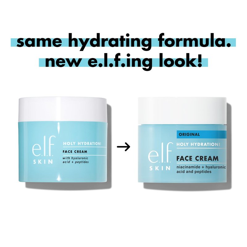 e.l.f. SKIN Holy Hydration! Face Cream with Hyaluronic Acid, Niacinamide & Peptides, Nourishing & Plumping Moisturizer, Vegan & Cruelty-Free