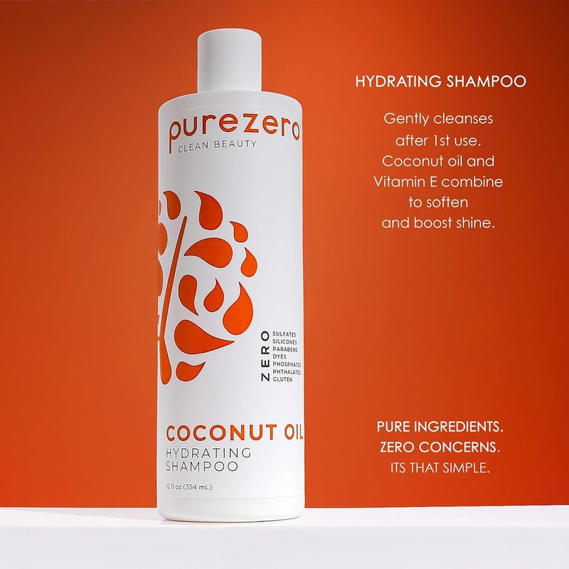 Coconut Oil Hydrating Shampoo & Conditioner Set | Vegan, Silicone-Free, Sulfate-Free | 2 × 12 oz for Dry or Color-Treated Hair