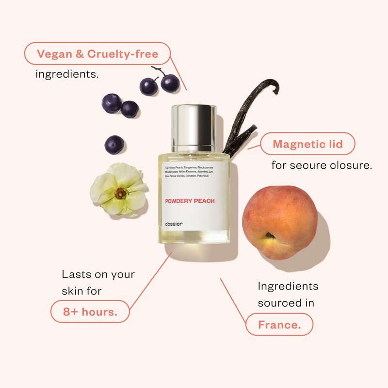 Dossier - Powdery Peach - Eau de Parfum - Inspired by I Want Choo - Long-Lasting Fragrance - Feminine - 1.7 fl oz (50ml)