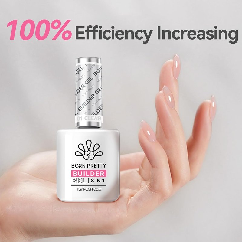BORN PRETTY Builder Gel - 8-in-1 Clear Nail Gel for Apex & Extensions | 15ml Strengthener