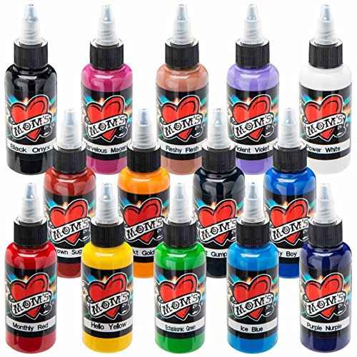 MOM'S Tattoo Ink - 14 Bottle Color Kit #1 - Half Oz.