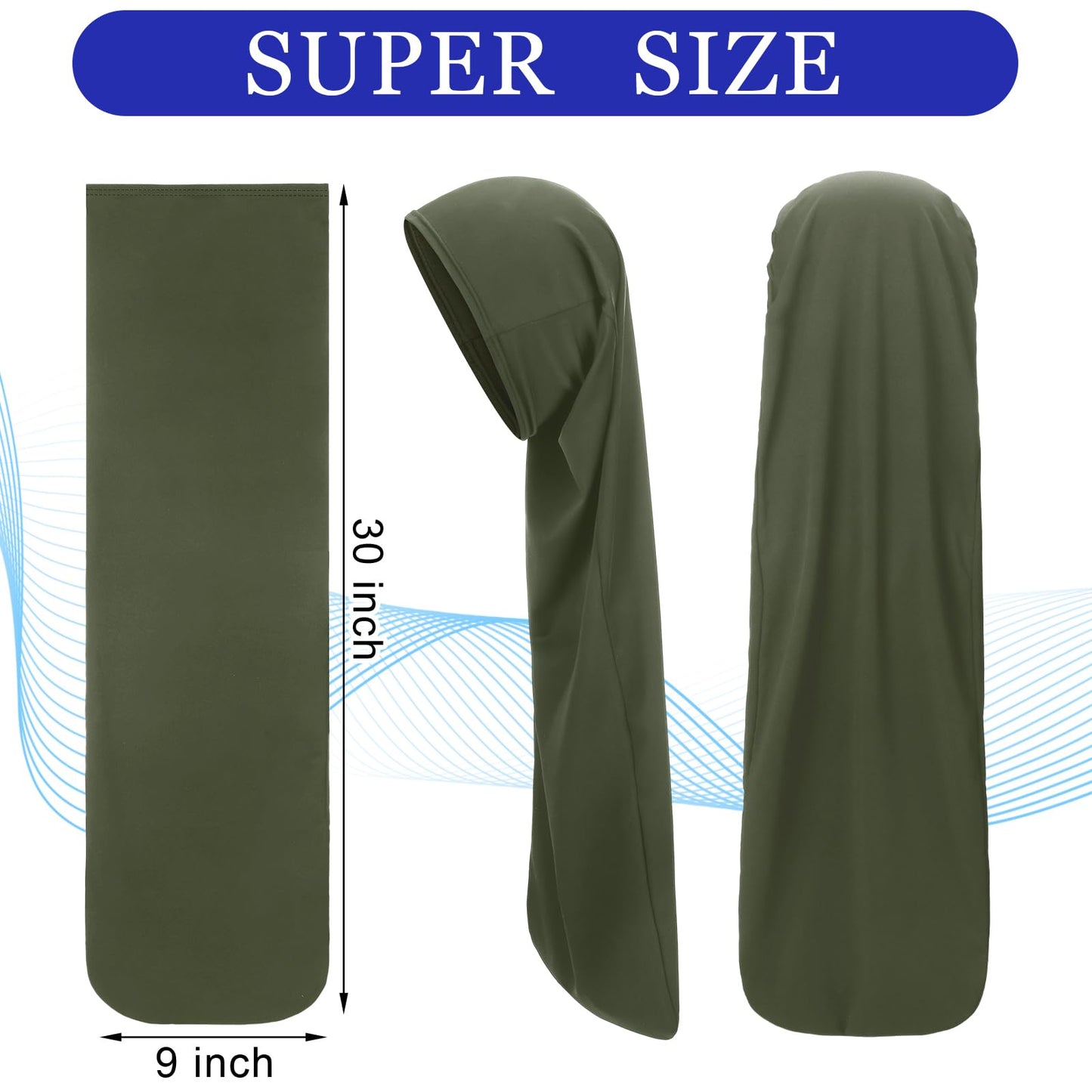 Twistover 2 Pcs Jumbo Dreadlock Cap Hair Dreads Head Wrap Loc Wraps for Dreads Hair Accessories for Men Women Sleeping (Black, Army Green,30 Inches)