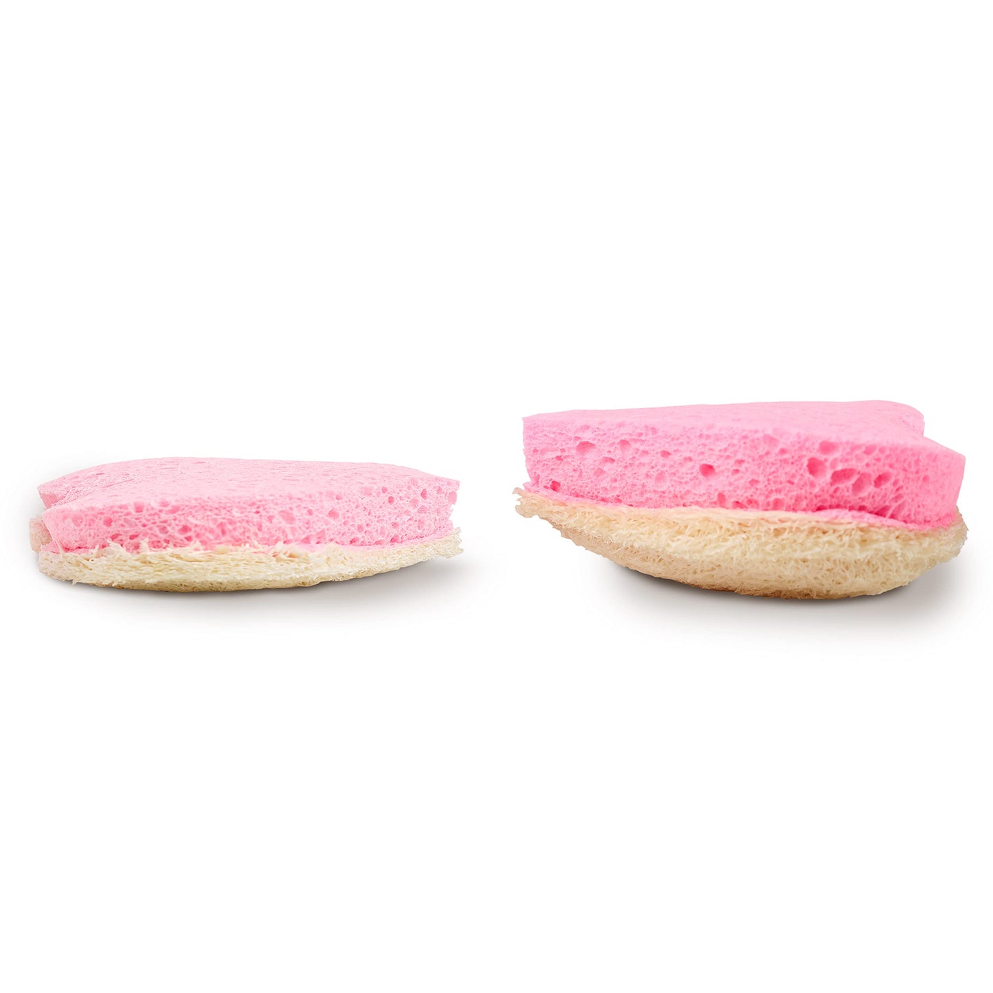 4 Pack LuffaLu Pro Sponge Loofah and Cellulose Fusion - Shower Cleaning and Exfoliating 2 Sided Coarse and Soft Spongy All-Natural Disposable Body Scrub by Fushay (Pink Hearts)