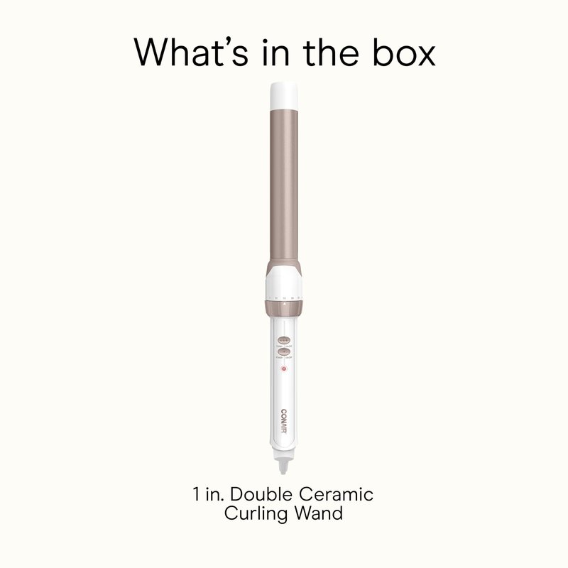 Conair Double Ceramic 1-Inch Curling Wand, Produces Flawless Waves, Curling Iron for Use on Medium and Long Hair, 30 Heat Setting Curling Iron, White (Pack of 3)
