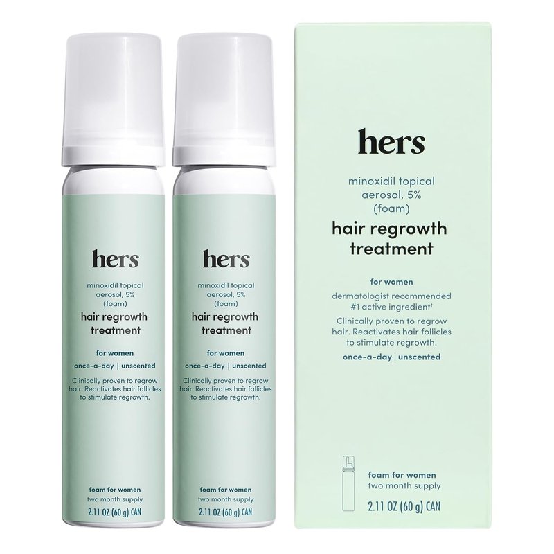 Hers Hair Regrowth Treatment - Extra Strength Minoxidil 5% Foam for Women - Non-Greasy & Unscented - 2 Pack